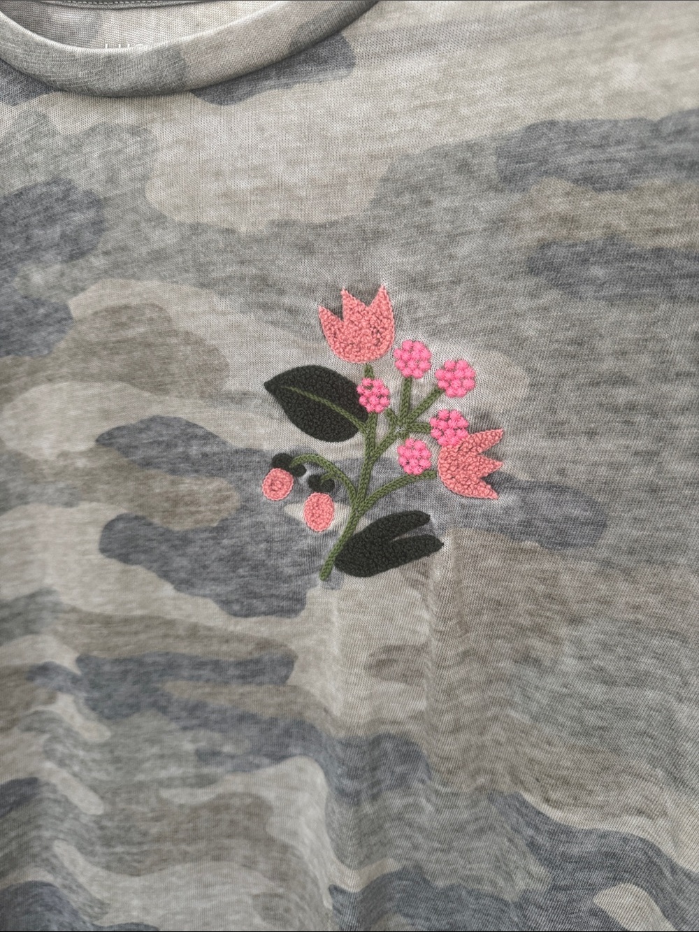 Lucky Brand Muted Camo Floral Embroidery Tee - Picture 3 of 7
